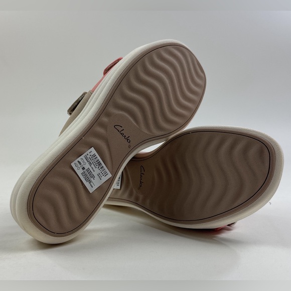 Clarks Cloudsteppers Drift Buckle Peach Canvas Womens 9.5 Wedge Sandals 26177850 - Picture 8 of 9